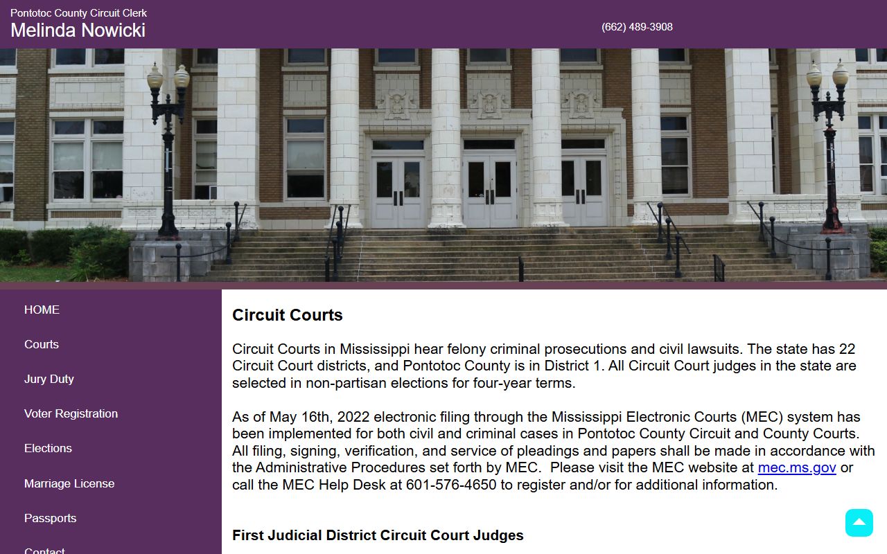 Pontotoc County court records after jail arrest Circuit and County Courts MEC notice
